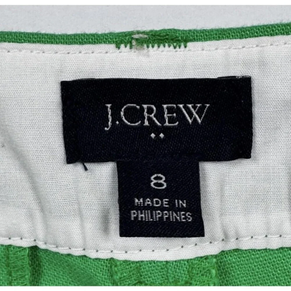 J Crew Shorts Womens 8 Green‎ Scalloped Hem Linen Cotton Blend Summer SU21